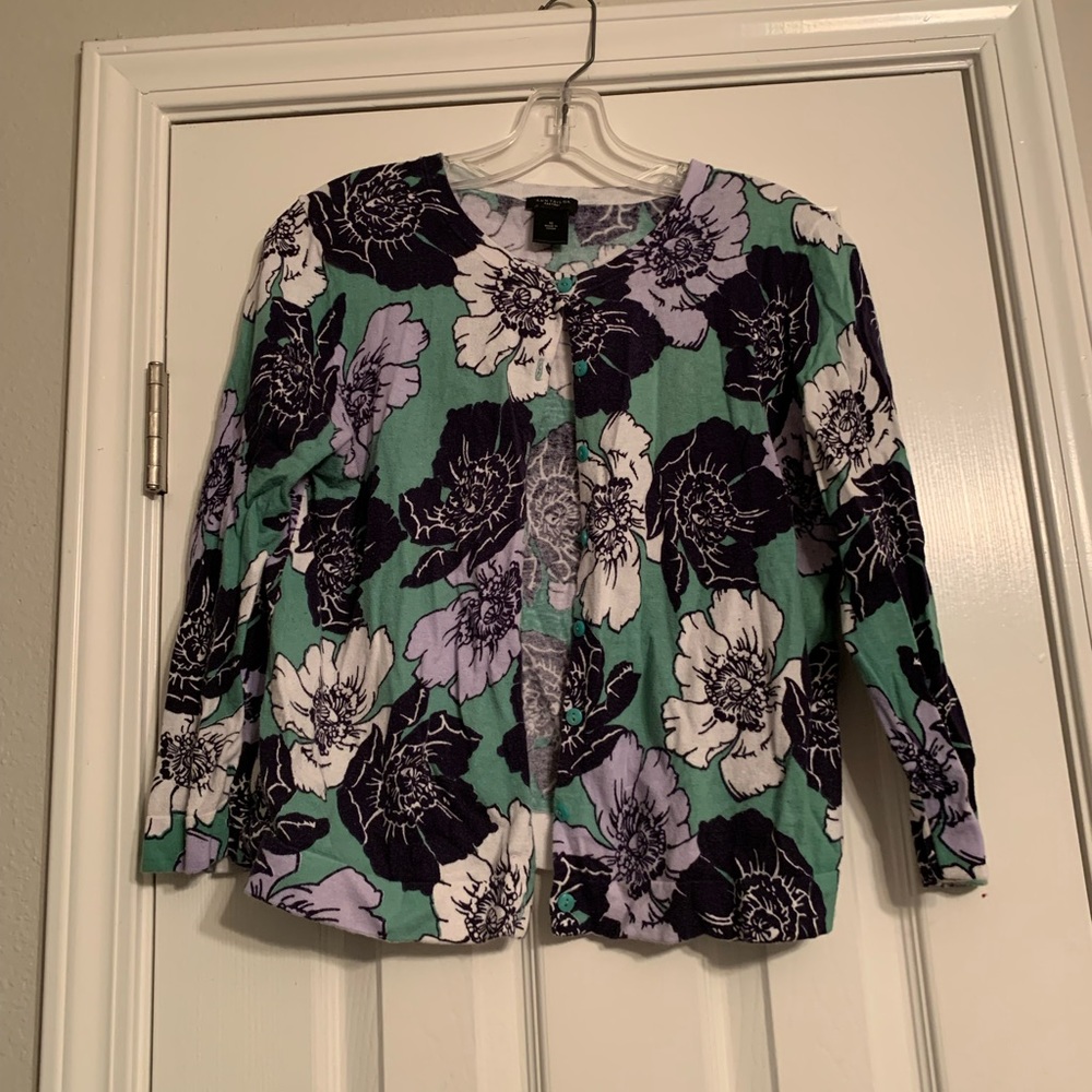 Ann Taylor Factory floral print cardigan.